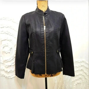 Baccini PXL New black moto faux black leather zip up modern jacket